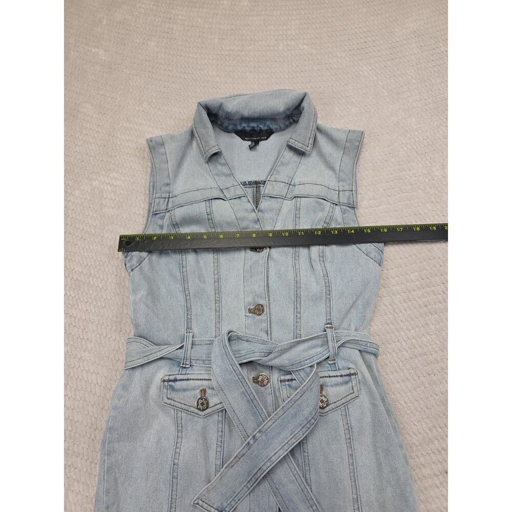 White House Black Market Dress Womens 0 Denim Jumper Sleeveless Belted - Picture 3 of 7